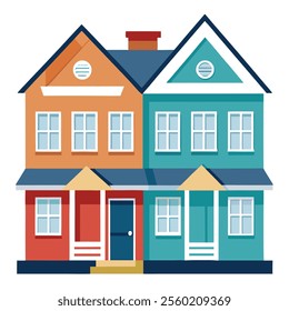 Duplex house colored vector. Duplex house