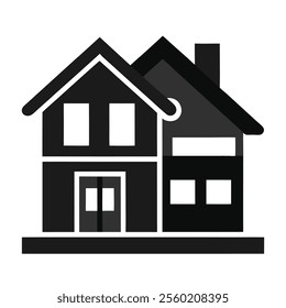 Duplex house icon Vector   . Duplex house Silhouette Vector icon.
