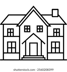 Duplex house line art  Vector.