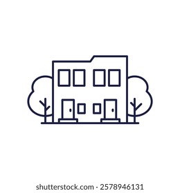 duplex house line icon, two family home