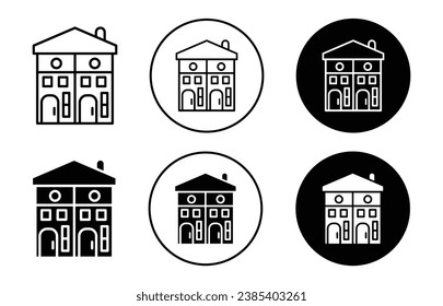 Duplex house vector illustration set. Multifamily real estate home icon for UI designs. Suitable for apps and websites.