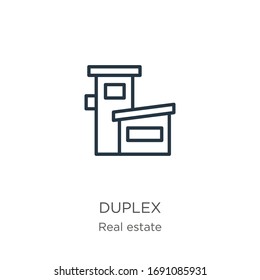 Duplex icon. Thin linear duplex outline icon isolated on white background from real estate collection. Line vector sign, symbol for web and mobile