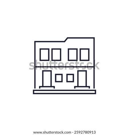 duplex icon, two family house line vector