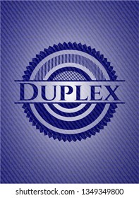 Duplex jean or denim emblem or badge background