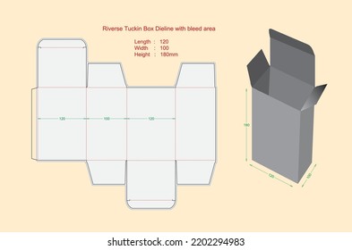 Duplex Package Box with 120x100x 180mm LBH, Width Hight Length Keyline, Dieline