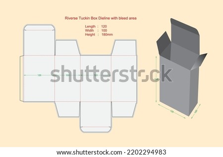 Duplex Package Box with 120x100x 180mm LBH, Width Hight Length Keyline, Dieline