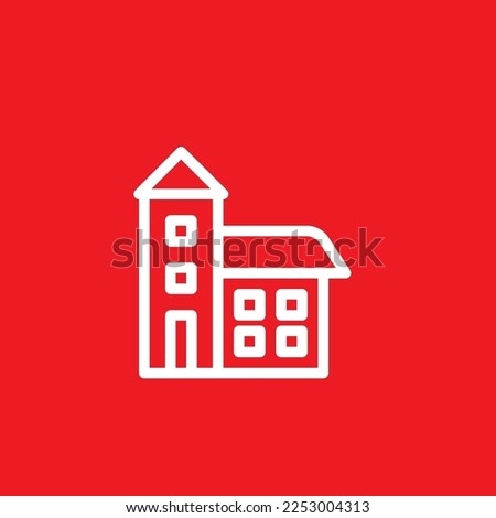 Duplex residential line icon. Graphic resource template, vector illustration.