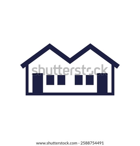 duplex, two family house icon on white
