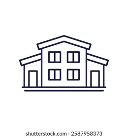 duplex, two family house line icon