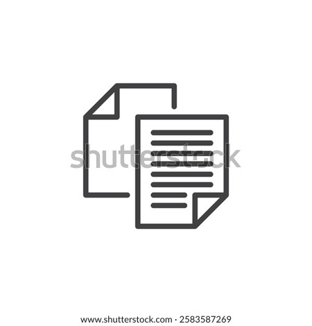 Duplicate Content line icon. linear style sign for mobile concept and web design. Two overlapping document outline vector icon. Symbol, logo illustration. Vector graphics