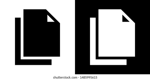 Duplicate File. Glyph Icon in White and Black Version.