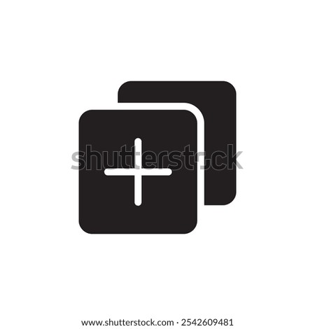 Duplicate icon black and white vector sign