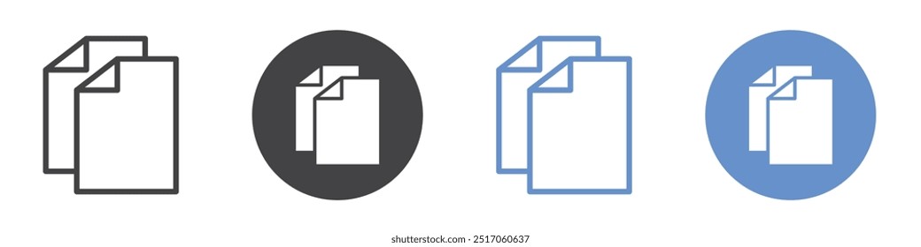 Duplicate icon flat line symbol set.