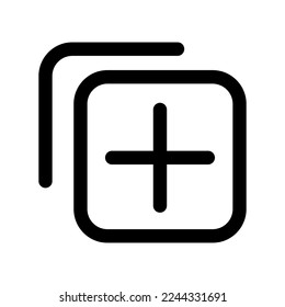 Duplicate icon line isolated on white background. Black flat thin icon on modern outline style. Linear symbol and editable stroke. Simple and pixel perfect stroke vector illustration.