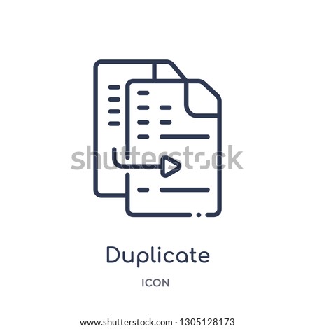 duplicate icon from programming outline collection. Thin line duplicate icon isolated on white background.