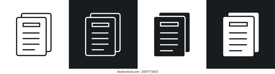 Duplicate icon set black and white colors. Graphic Vector icons pack