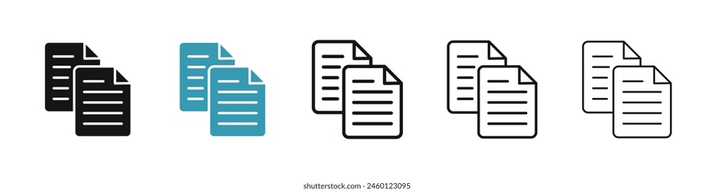 Duplicate Icon Set. Copy Data Files Sign. Matching Duplicity Icon for UI Designs.