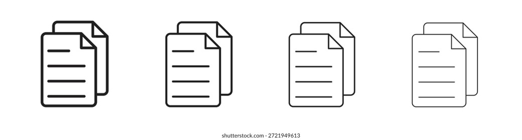 Iconos duplicados delinean el diseño de Vector negro. Línea con trazo editable.