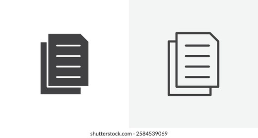 Duplicate icons vectors illustrations in black fill and liner versions