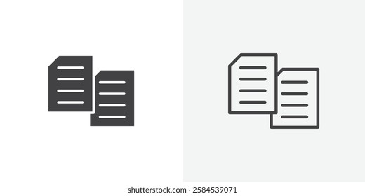 Duplicate icons vectors illustrations in black fill and liner versions