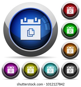 Duplicate schedule item icons in round glossy buttons with steel frames