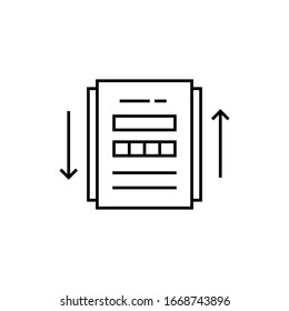 duplicate or update thin line document. flat style trend modern info logotype graphic mobile app design isolated on white background. concept of pile of list for business and simple office paper work