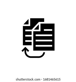 Duplicate vector icon in black solid flat design icon isolated on white background