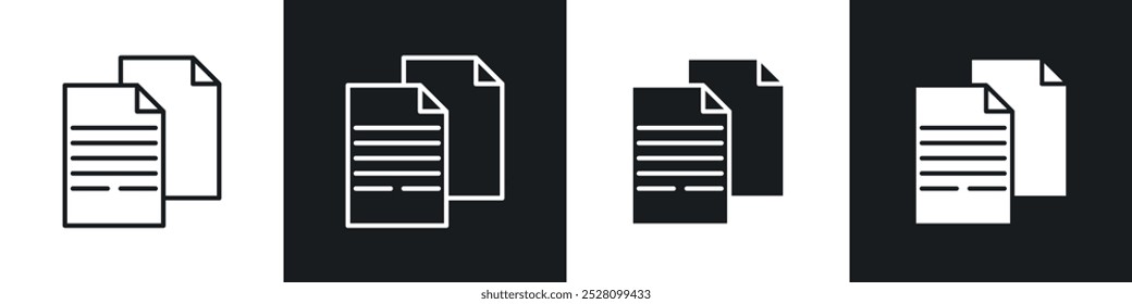 Duplicate vector icon set in black and white