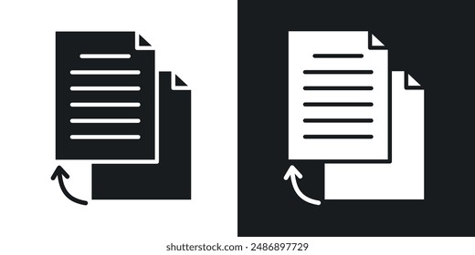Duplicate vector icon set in solid black and white color