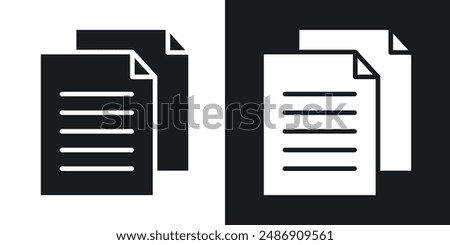 Duplicate vector icon set in solid black and white color