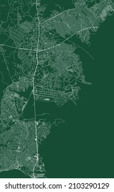 Duque de Caxias city Brazil municipality vector map. Green street map, municipality area, white lines. Urban skyline panorama for tourism.