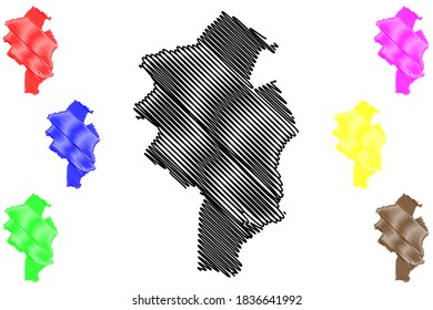 Duque de Caxias City (Federative Republic of Brazil, Rio de Janeiro State) map vector illustration, scribble sketch City of Duque de Caxias map