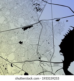 Duque de Caxias, Rio de Janeiro, Brazil - Urban vector city map with parks, rail and roads, highways, minimalist town plan design poster, city center, downtown, transit network, street blueprint