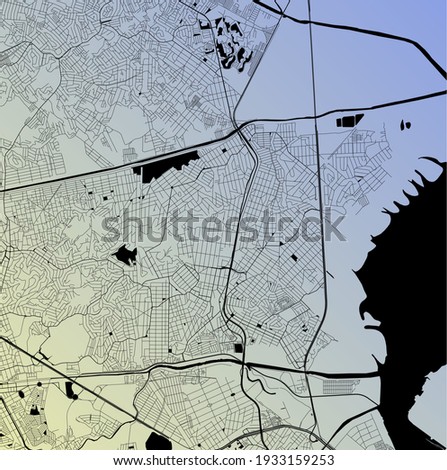 Duque de Caxias, Rio de Janeiro, Brazil - Urban vector city map with parks, rail and roads, highways, minimalist town plan design poster, city center, downtown, transit network, street blueprint
