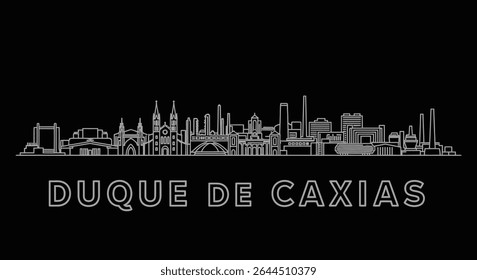 Duque de Caxias Skyline with Brazil, and Outline.