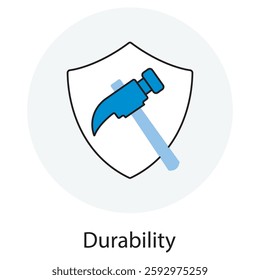 Durability Icon, Built to Last Unmatched Durability for Long-Term Use, Strengt Reliability Designed for Maximum Durability, vector