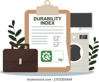 Durability Index Appliance isolated on transparent background. Ideal for product reliability, eco-friendly design, or consumer awareness. EEE durability concept. Flat style. Vector illustration