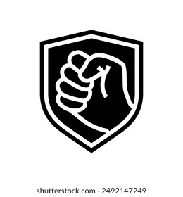 durability strong label product caution glyph icon vector. durability strong label product caution sign. isolated symbol illustration