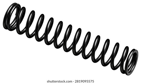 Durable black metal compression spring for mechanical engineering and vehicle dampening.