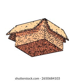 durable cardboard box hand drawn. versatile lightweight, customizable biodegradable, sustainable kraft durable cardboard box vector sketch. isolated color illustration