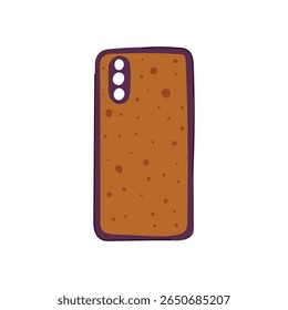 caricatura durável do caso do telefone da cortiça. natural leve, protetora elegante, sinal de caso de telefone de cortiça durável vegan único. ilustração do vetor do símbolo isolado