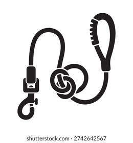 Durable Dog Leash Rope Silhouette Vector Icon Pet Walking Accessory Training Lead Design