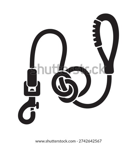 Durable Dog Leash Rope Silhouette Vector Icon Pet Walking Accessory Training Lead Design