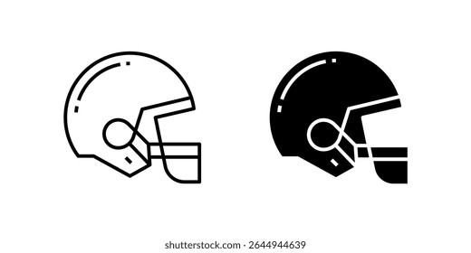 Durable football helmet icon set for sports, protective gear, and athletic safety. Perfect for American football and competition themes.