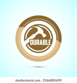 Durable icon design illustration, Durable logo badge for product design element. Gold Color Button Design