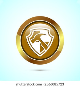 Durable icon design illustration, Durable logo badge for product design element. Gold Color Round Button Design