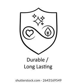 Durable Long Lasting Shield Representing Longevity and Quality hand drawn icon