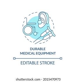 Durable medical equipment concept icon. Humanitarian aid program and clinical items donation abstract idea thin line illustration. Vector isolated outline color drawing. Editable stroke