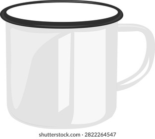 A durable metal mug with a secure curved handle and a smooth, rounded rim. This lightweight travel mug features a polished surface and a stable, flat bottom.
