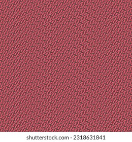 Durable textile material, pattern with striations and some cross stitching. Wool or jute carpet, woven in red and black. Rug texture. Abstract vector.